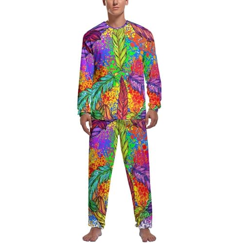 Vêtements de nuit homme Plume Amour Et Paix pantalon et haut manche longue
