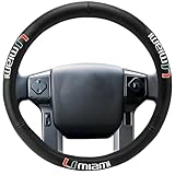 FANMATS 40519 University of Miami Genuine Leather Steering Wheel Cover | Black 15'x15'