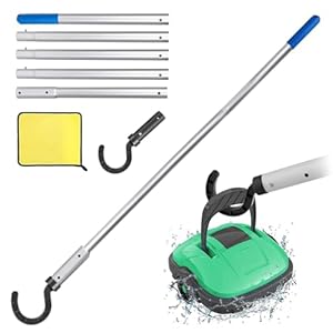 TUIBEIDAMAI Haken für Poolroboter mit Teleskopstange 185 cm, Zubehörhaken Für Pool Saugroboter, Pool Reinigungszubehör Haken, Generisch Haken für Poolreiniger Roboter Zubehör für Alle Poolroboter