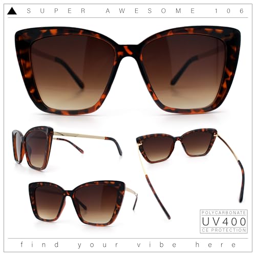 SA106 Womens Oversized Cat Eye Chic Metal Arm Plastic Sunglasses4