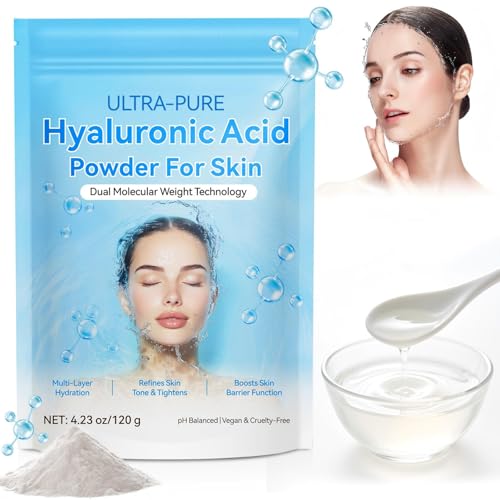 Hyaluronsäure Pulver 100% hochreines Hyaluronsäure Pulver hohes Molekulargewicht tiefe Hydratation und Feuchtigkeitsunterstützung Kann Hautelastizität Verbessern Fur DIY Serum 120g