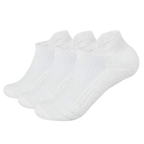 SINOPHANT 3/7 Paar Sneaker Socken Herren Damen 36-50 Gepolsterte Laufsocken Sportsocken Atmungsaktiv. M Weiß 3 Paar