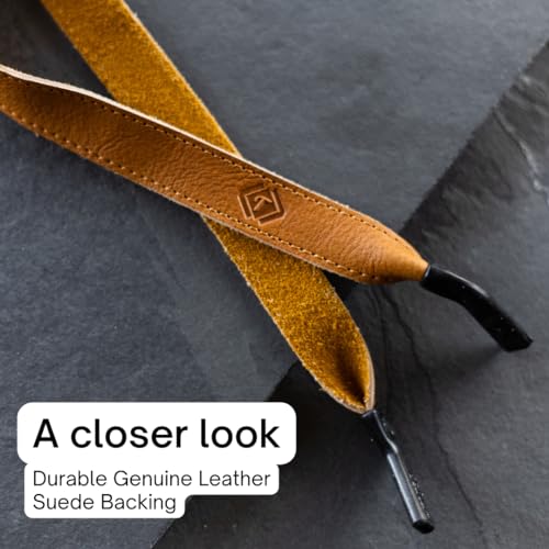 Image of TETHER STRAPS Original Leather Sunglass Strap | Full-Grain Leather with Suede Backing, 17.5 inch Length | Fits Most Frames