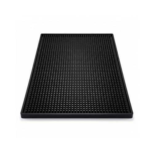 Image of I'm Naturals Premium Rubber Bar Mat 45x30 cm (10mm Thick) - Heavy Duty Non-Slip Service Spill for Kitchen Counter Coffee Station Home Bar | Flexible, Easy to Clean, Bartan Sukhane Wali Mats - Black