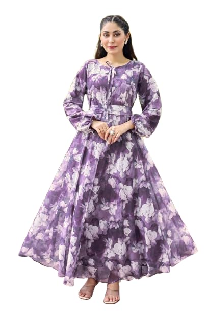 Georgette Gown Dress for Women Stylish Ethnic Gown Long One Piece for Girl and Women-image-37