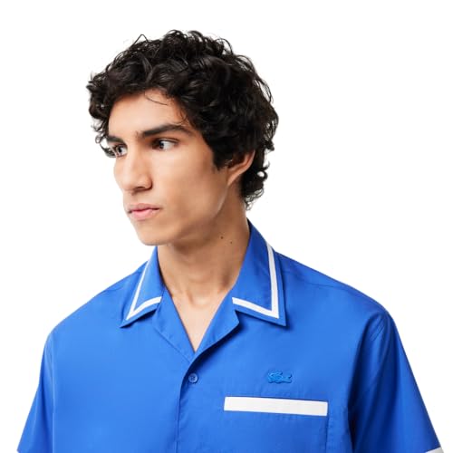 Lacoste Men's French Fashion Sport Relaxed Fit Short Sleeve Striped Accent Shirt