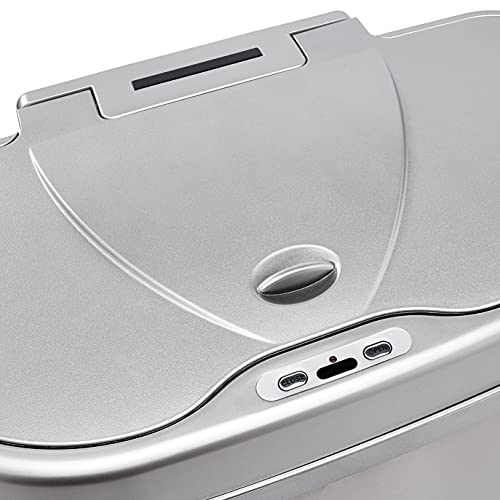 Amazon Basics Automatic Hands-Free Stainless Steel D-Shaped Trash Can, 70 Liters, 2 Bins #TOP3