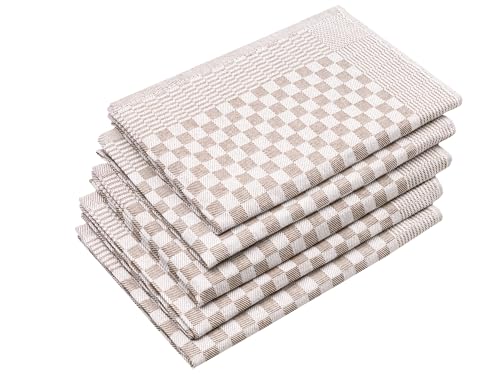 ZOLLNER Conjunto de 5 paños de Cocina 100% algodón, 46x70 cm, marrón.