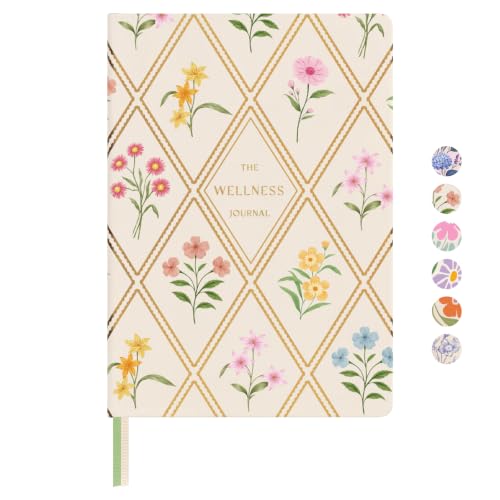 And Per Se Wellness Journal, Self Care & Daily Journal for Women with Habit Tracker, Diet & Goals, Undated, 5.7" x 8" (Diamond Floral)