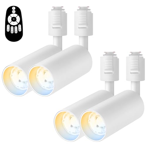 Ophenex ダクトレール用スポットライト 4個セット ブラック 6W(60W相当) E11口金 LED内蔵 調光調色 リモコン付 2.4GHz対応 北欧風デザイン 角度調整350度 取付簡単 天井 壁面取付 電球色 昼白色切替 省エネ 屋内照明 リビング ダイニング/店舗用 White