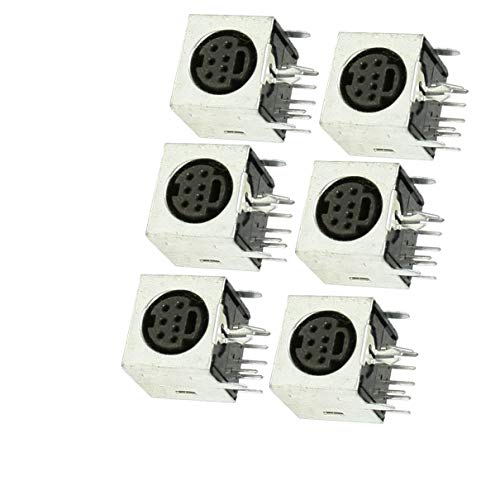 Aexit 6 Pcs Cables & Interconnects Metal Shell S-Video 7 Pin Female PCB Mount Mini Power Cables Din Sockets