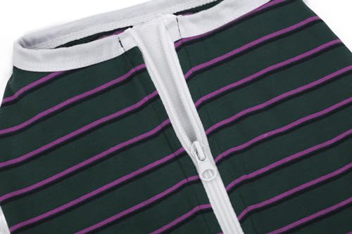 Image of Puppy Striped Recovery Suit for Female Male Dogs Cats,Zip Up Dog Onesie Recovery Shirt Abdominal Wounds,Professional Spay Neuter Dog Pet Bodysuit After Surgery Wear Anti Licking Wounds