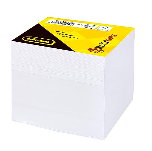 Idena 10446 - Bloc-notes collé, 9 x 9 x 9 cm, 80 g/m², env. 800 feuilles, blanc, recharge pour boîte à fiches