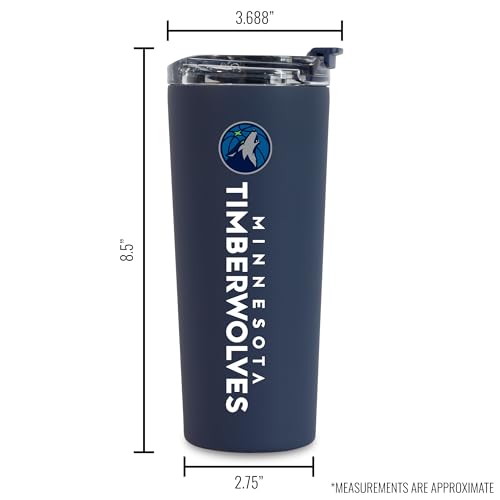 Image of Rico Industries NBA Basketball Minnesota Timberwolves Navy 24oz Stainless Steel Tumbler with Lid and Dual Functioning Lid