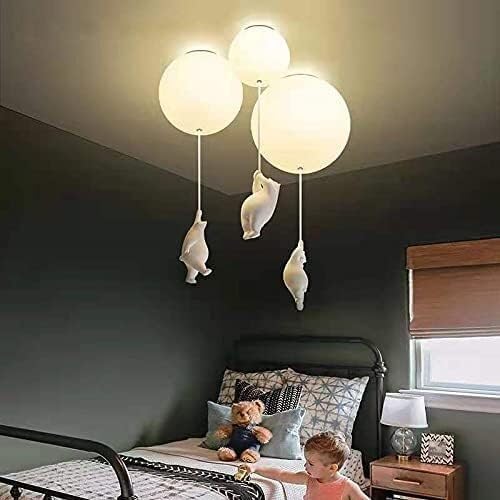 Cute Cartoon Bear LED Ceiling Light - Warm Hanging Lamp for Bedroom & Living Room Decor - Perfect for Kids' Rooms and Play Areas