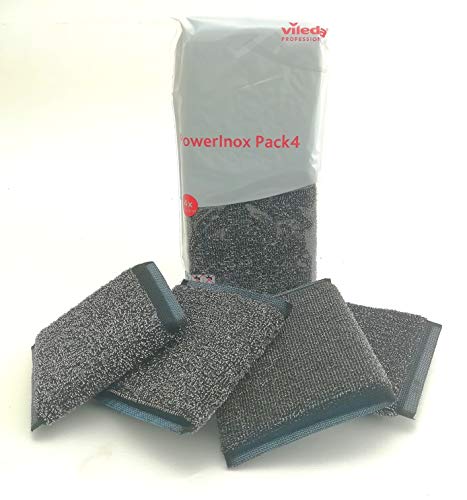 Vileda. Esponja de Acero Inoxidable Alta duración Limpieza efectiva de la Suciedad más difícil. Pack 4 uds