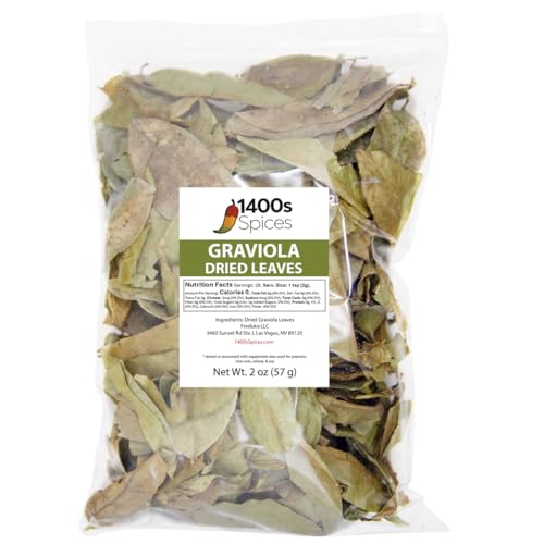 2oz Dried Soursop Tea Leaves, Graviola Loose Leaf Herbal Tea Dried, Hojas de Guanabana Seca by 1400s Spices