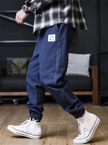 Men Plus Size Jeans Loose Joggers Streetwear Harem Jeans Ankle-Length Denim Trousers3