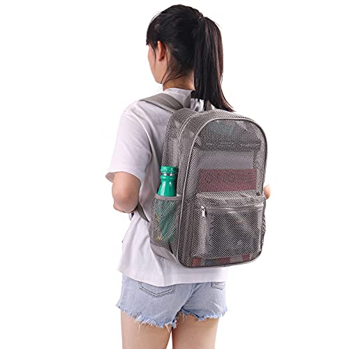 Uspeclare Heavy Duty Semi-Transparent Mesh Backpack，See Through College Student Backpack (Grey) #TOP3