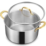 BEZIA 6 Quart 3-Ply Stainless Steel Stockpot, Soup Pot with...