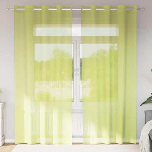 VIHHQGC Lot de 2 voilages avec œillets - Vert pomme - 140 x 225 cm - Semi-transparent - 100 % polyester - Pour salon, chambre à coucher - Translucides et...