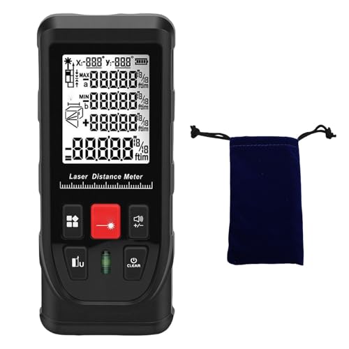 Fafeicy Testeur de Distance Numérique, Outil de Mesure Polyvalent avec écran LCD rétroéclairé, Commutation d'unité de Niveau à Bulle, Portée de 50 M, 165 Pieds, pour Les Projets