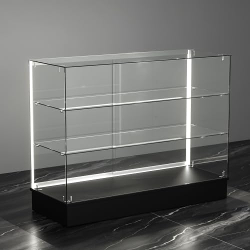 48" Lockable Multi-Level Glass Showcase