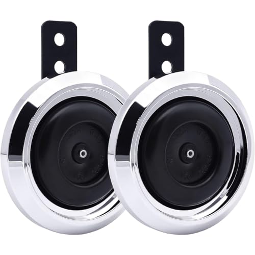 Jinmoioy オートバイ 汎用 メッキ ホーン 105dB 高音 2個セット ラウド警告 車検 対応 1.5A ホーン 電動エアーホーン 防水ホーン トラック バイク 12V 電動バイク用 オートバイ部品ホーン