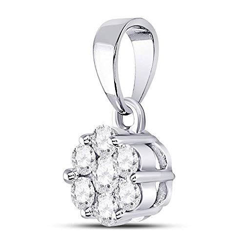 SB Jewelers 14k White Gold Womens Round Natural Diamond Flower