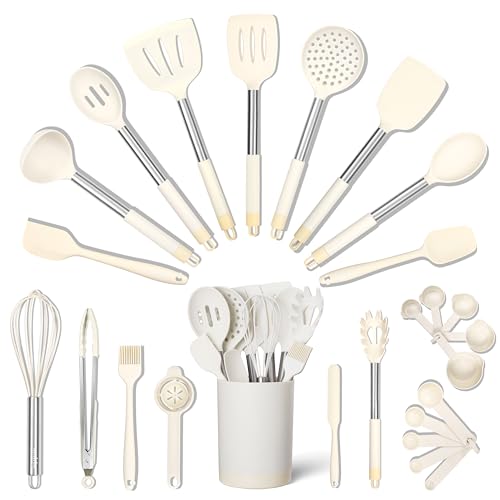 Image of SMIRLY Kitchen Utensils Set, 26PCS Silicone Cooking Utensils Set, Spatula Set with Holder, Stainless Steel Kitchen Gadgets for Home and Kitchen