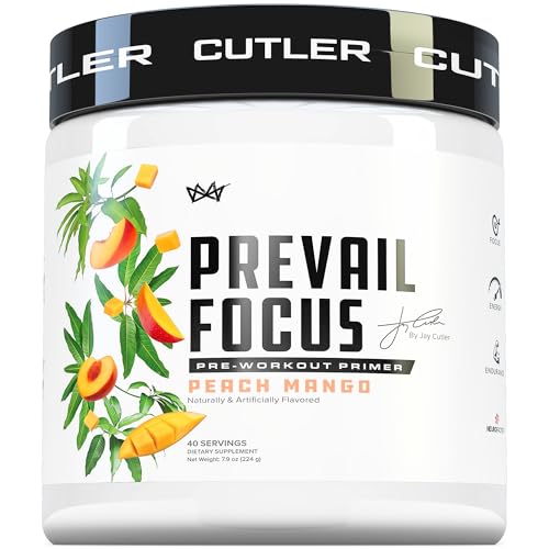 Image of Prevail Pre Workout Powder with Nootropics: Pre Workout for Men and Women, Cutting Edge Energy and Focus Supplement with L Citrulline, Alpha GPC, L Tyrosine, Neurofactor | Peach Mango, 40 Servings