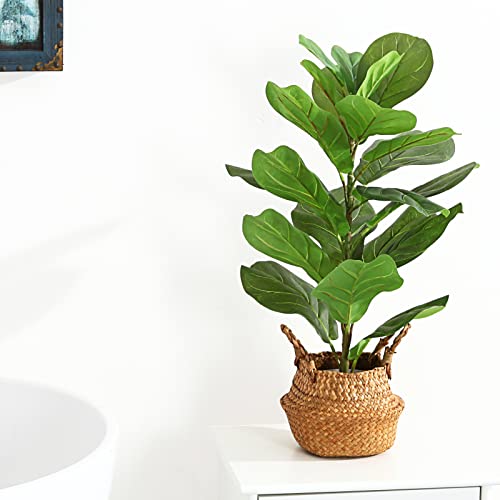 Mosade Artificial Fiddle Leaf Fig Tree 30" Fake Potted Ficus Lyrata Plant With Handmade Seagrass Basket, Perfect Faux Plants Home Décor For Indoor Outdoor Office Porch Balcony Bedroom Bathroom Gift #TOP4