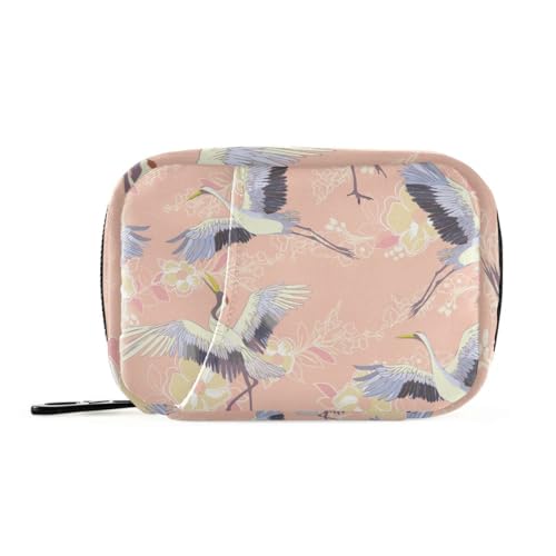 Akiraki ピルケース 薬ケース お薬入れ 小分け 携帯用 コンパクト 鶴 和風 和柄 花柄 民族風 ピンク かわいい お薬収納ポーチ 大容量 小物入れ サプリメントケース 常備薬 飲み忘れ防止 旅行 アウトドア 出張