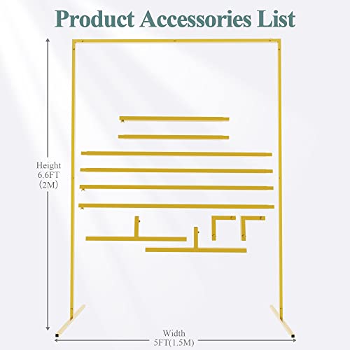 Fomcet 6.6X5Ft Gold Wedding Arch Stand Metal Square Arch Backdrop Stand Rectangular Balloon Arch Frame Wedding Arches For Ceremony Party Birthday Baby Shower Garden Background Decoration #TOP3