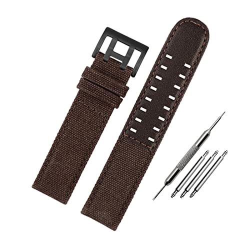 Bracelet de montre en cuir véritable et nylon 20mm élégant avec boucle polie