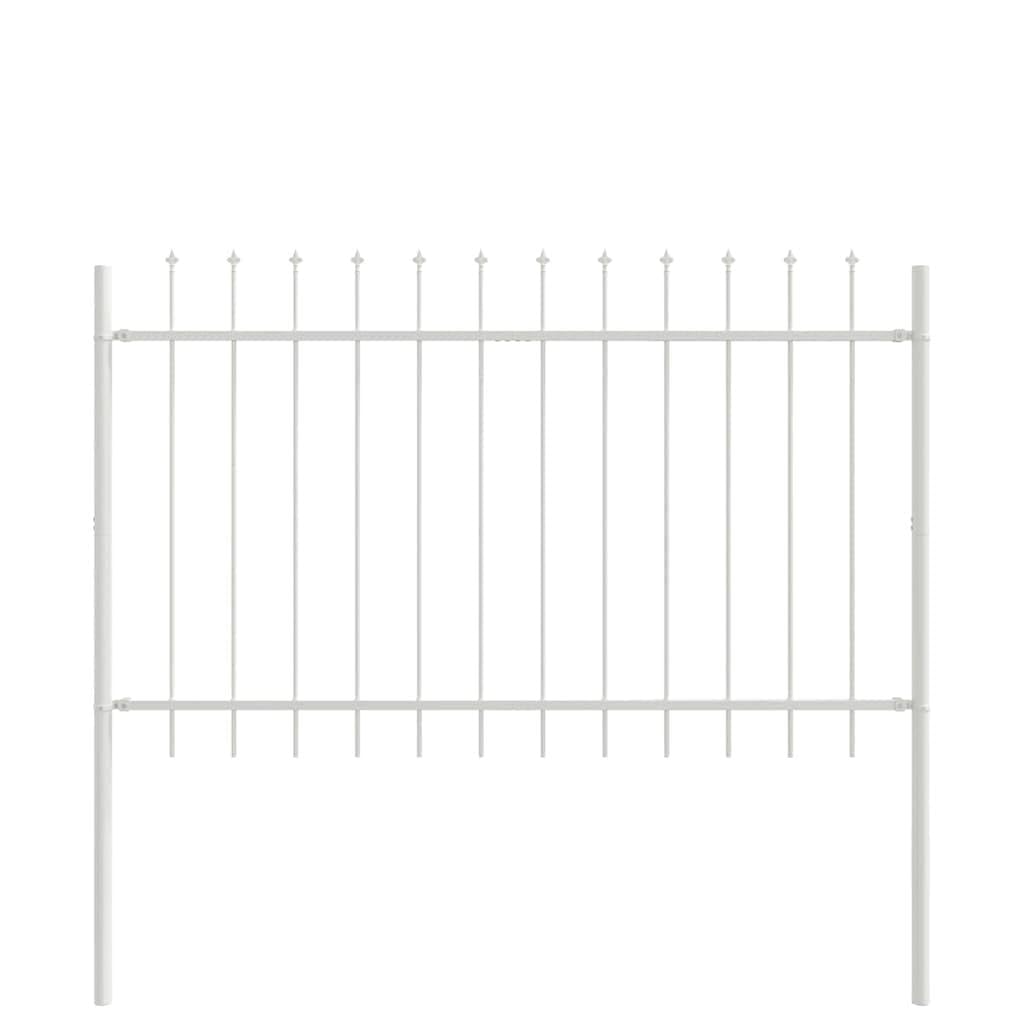 Garden Fence 7 Pcs White 11.9 x 0.8 m Powder-Coated Steel Outdoor Boundary Panel for Privacy and Security, Durable Metal Garden Enclosure for Lawn Patio Backyard