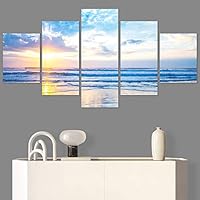 SIGNWIN 5 Panel Canvas Wall Art Modern Art Coastal Colorful Multicolor Photography Romantics Sunset for Home Decorations Ready to Hang - 60