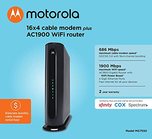 Motorola MG7550 Modem WiFi Router Combo with Power Boost | Approved by Comcast Xfinity, Cox, Charter Spectrum, More… - Image 8