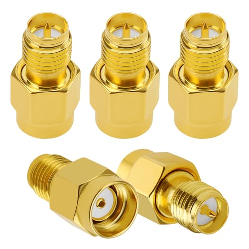5 PCS RP-SMA Male to RP-SMA Female Adaptor, KUOQIY SMA Coaxial Coax Adapter Connector, for WiFi Antenna FPV, Goggles, Router