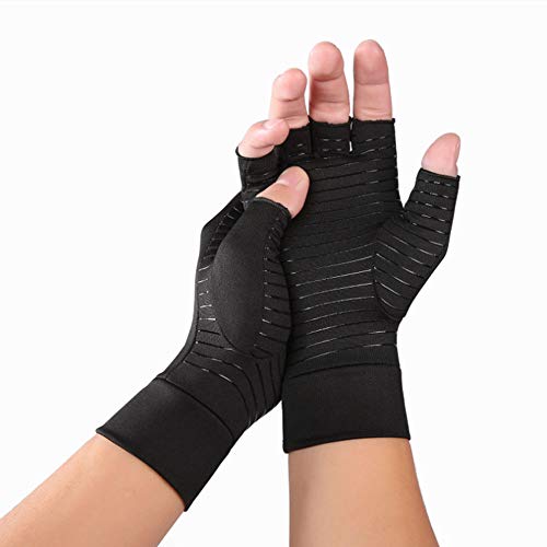 関節炎手袋 手首サポーター 関節 痛み 救済手 スポーツ 家事 育児 マウス グローブ 弾力性が良い 痛み緩和 指なし 手袋 抗浮腫 血行改善 (黒, M)