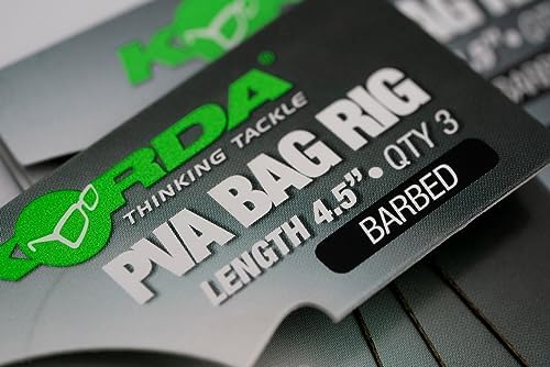 Korda PVA Bag Rigs 4.5" Pack Of 3 18lb Barbed or Barbless: Size 6 Barbless