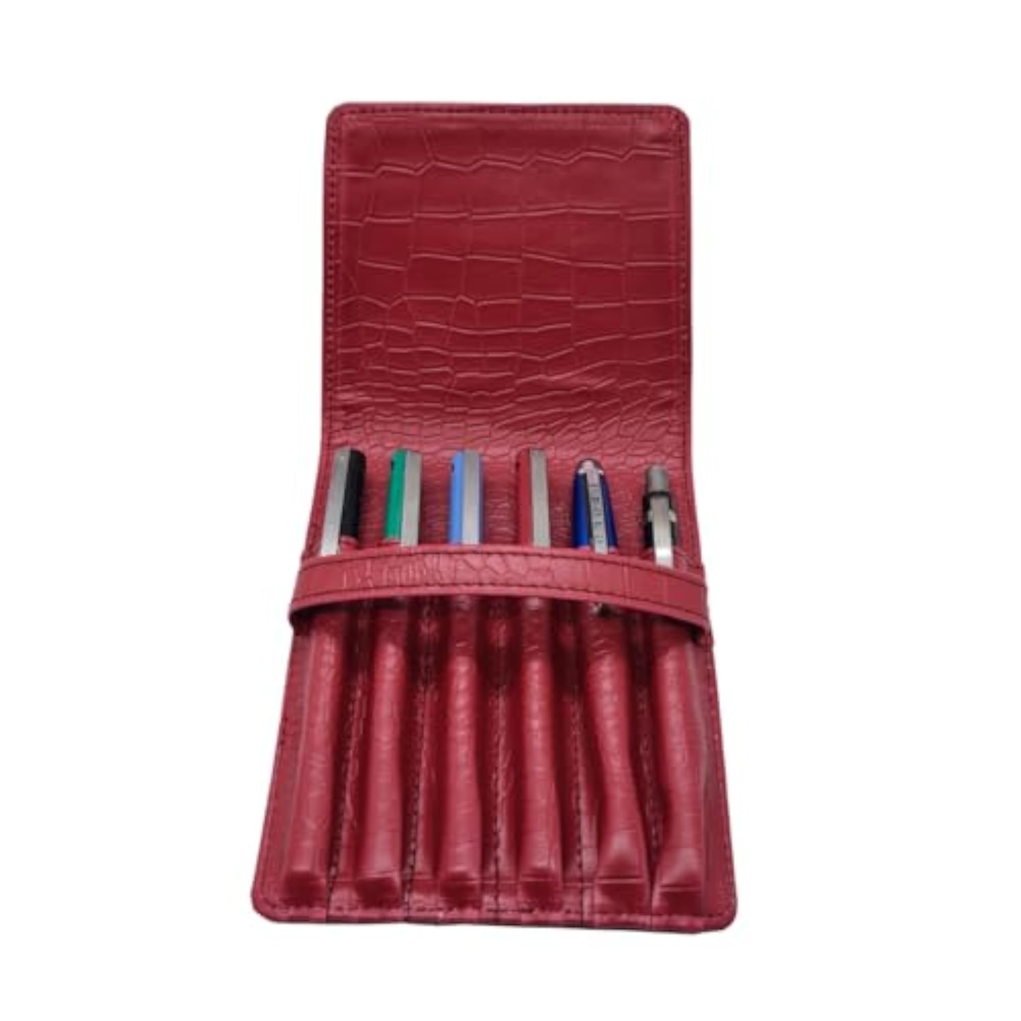 PU Leather Pen Pouch for 6 Pens, Maroon
