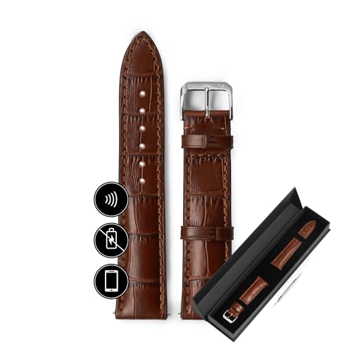 Bracelet connecté NFC INVIS Smartstrap 20 mm cuir acajou