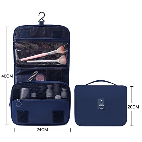 Fxkoolr Hanging Travel Toiletry Bag, Portable Toiletry Bag Men And Women Waterproof Travel Cosmetic Bag Bathroom Storage Bag With Sturdy Hooks, Navy Blue #TOP4