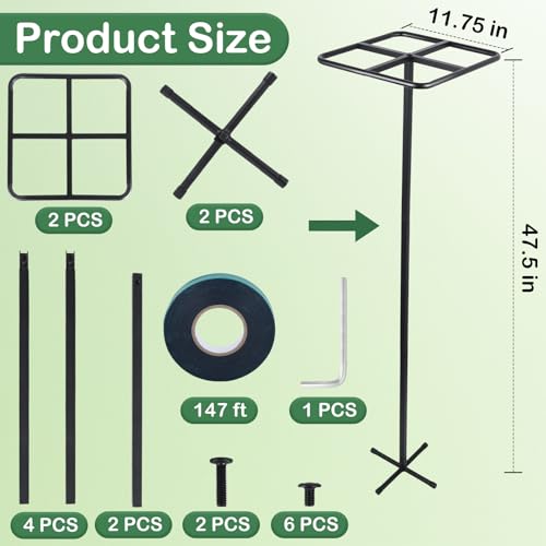 2 Pcs Dragon Fruit Trellis, Dragon Fruit Plant Trellis, 47.5 Inch Metal Garden Plant Climbing Support with Wide Stretch Ties for Outdoor Vertical Gardens Vining Plants by GIMANFT - Image 2