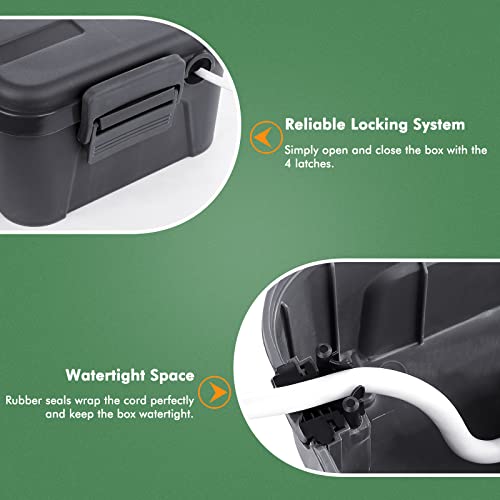 RESTMO Extra Large Outdoor Waterproof Electrical Box, 4 Small Outdoor Plug Cover Weatherproof Included, Great to Protect Outdoor Extension Lead | Power Strip | Cord Connection | Timer Outlet, Gray