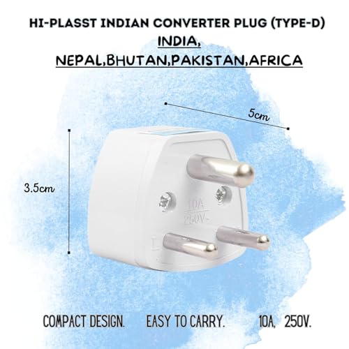 Image of India Converter Plug 3Pin (Pack of 3) World (USA, UK, Canada, Europe, and More) to India Travel Adapter Plug -Type D Adaptor Plug Socket Perfect for Foreign Devices to use in India