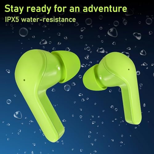 Image of Ultrapod Wireless Bluetooth in Ear Earbuds, Transparent Charging Case, Active Nois Cancellation, Led Digital Display, Quantum Sound Pods,Touch Control, Water Resistant Green