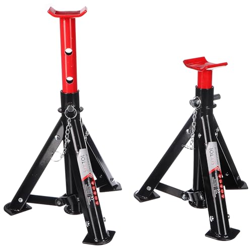 SIXTOL Mechanic Car Stand 3T | Cavalletti Pieghevoli per Auto | 2 Pezzi | Portata 3 tonnellate | Altezza Regolabile | Compatto e Portatile