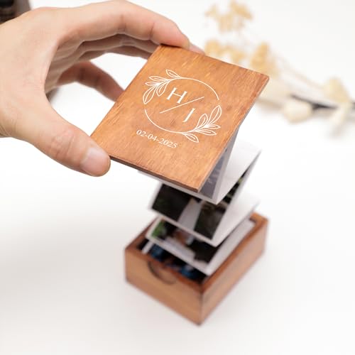 Caja de fotos personalizable para parejas, álbum de fotos en madera, regalo sentimental para aniversario o Día de San Valentín miniatura 3